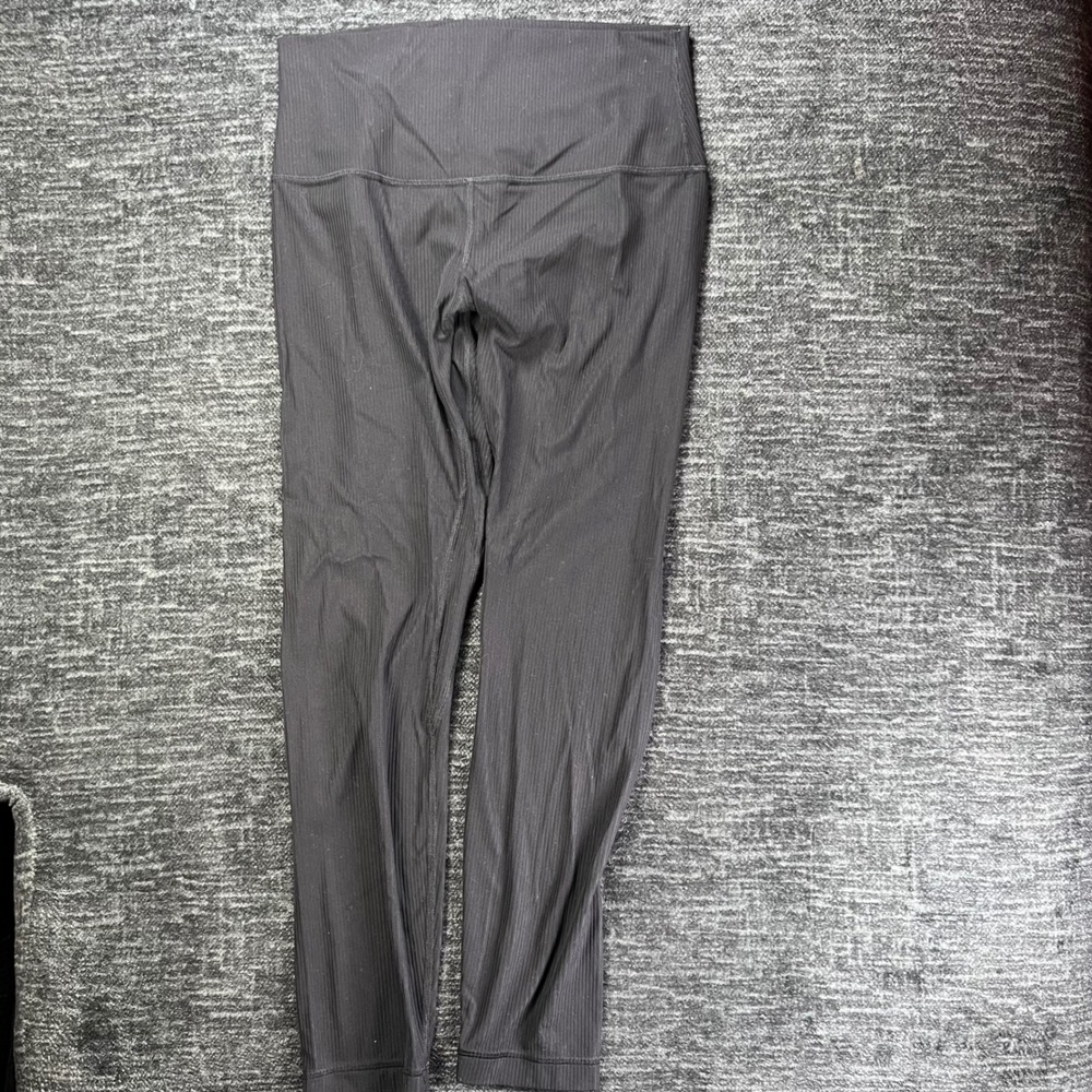 Lululemon‎ Align Ribbed High-Rise Pants 8 Black 25" Yoga Leggings W5FJTS